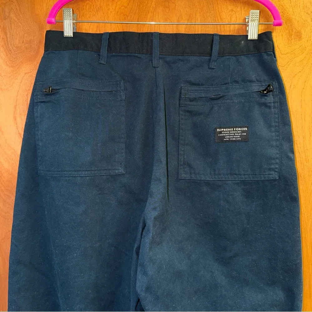 Vintage Supreme Work Pants Zip Pockets Mens Size 34X30 Navy Blue Rare - Picture 5 of 10